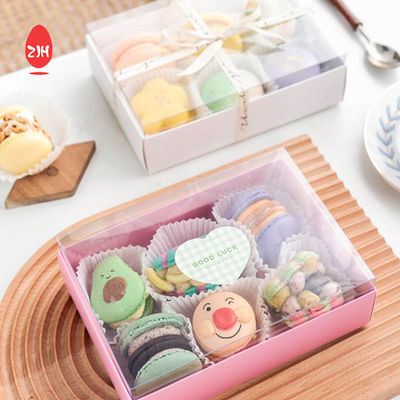 Geri Dönüşümlü Macaron Bisküvi Kutusu Ambalajı Kek Çikolata Kutusu